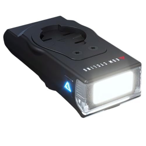 Quick Release 350 Lumen Bike Front Light by KOM Cycling - 6 Modes including Daytime Specific, Rechargeable Bicycle Light, Top or Bottom Mounting, Designed for Quarter Turn Wahoo and Garmin Bike Mounts