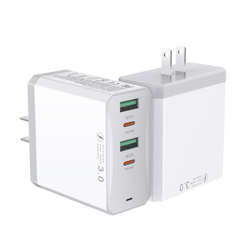 USB C Charger Block (2-Pack), 120W Fast Charging Blocks Type C Station 4-Port USB C Wall Adapter PD+QC Charger, Multi-Device for iPhone 16/15/14/13/12/11/Pro Max/XS/XR/8/7,Smartwatches, Headphones etc