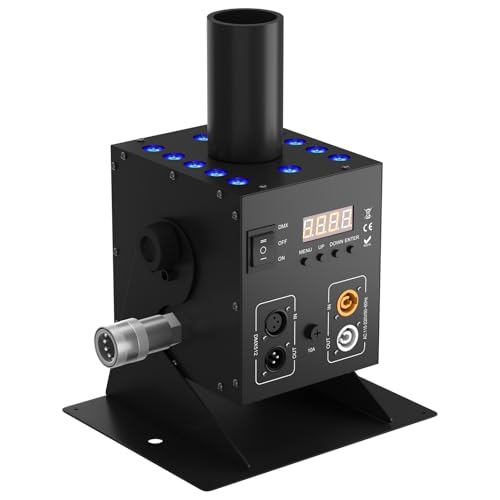 SHEHDS CO2 Jet Machine with 12x3W RGB LED, 3-in-1 Cryo & Light, 90° Adjustable, 16–20ft Range, DMX512, Professional LED Stage Smoke Machine for Concerts, Nightclubs, Theaters, Weddings, Parties.