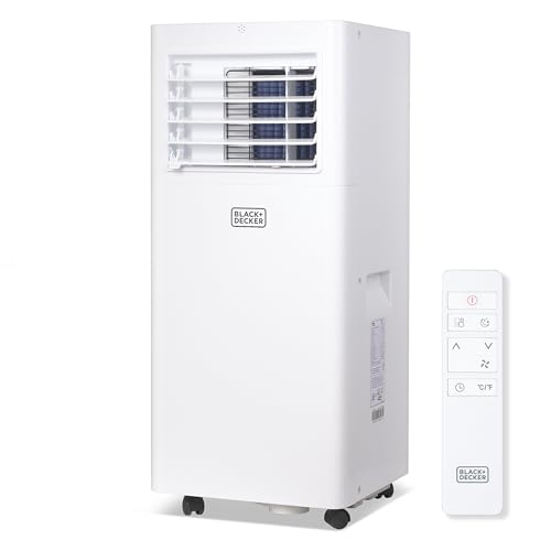 BLACK+DECKER Portable Air Conditioner, 8,000 BTU (5,100 BTU SACC) for Rooms Up To 350 Sq. Ft., Portable AC with Full Function Remote Control & Window Kit, BPACT05SM, White