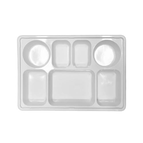 ASK WHOLESALE 7 Compartment Disposable Plastic Plates,12 Inches, Pack of 100 - Perfect Portion Control, Durable Lightweight Construction, Versatile for Appetizers, Main Courses, and Side Dishes