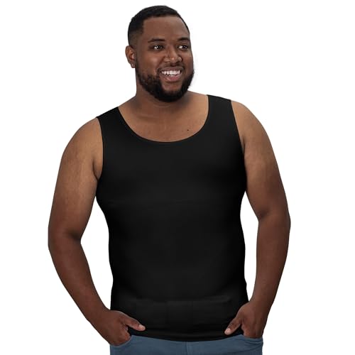 QORE LOGIQ Gynecomastia Compression Shirts for Men - Sleeveless Slimming Undershirts Tummy Control and Body Shaper Tank Top Black 2XL