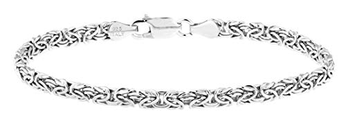 Miabella Italian 925 Sterling Silver or 18K Gold Plated 4mm Byzantine Link Chain Anklet Ankle Bracelet for Women, Made in Italy (sterling silver, Length 9 Inches (X-Small))