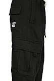 DREAM USA Men's Heavyweight Fleece Cargo Sweatpants, Black, Black, Size X-Large