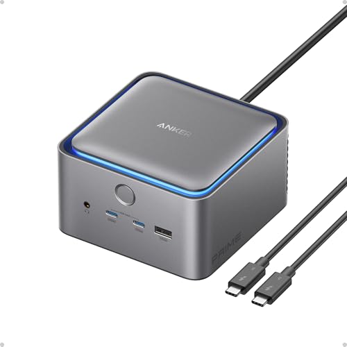 Anker Prime TB5 Docking Station, 14-in-1 Thunderbolt 5 Dock with 120Gbps Max Transfer, 140W Max Charging, Ambient LED Lighting, Cooling System, Up to 8K Display for Thunderbolt 5/4 Laptops