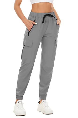 NEYOUQE Ladies Lightweight Jogging Pants Loose Casual Pants Summer Fitness Out Pants Overalls Slim Pants Yoga Pants Quick Dry Pants Running Pants Light Gray L