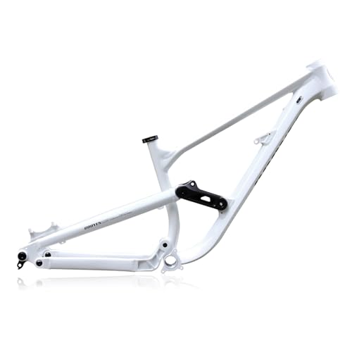 BSFHQS 15/16.5/18" Full Suspension Frame 27.5/29ER Mountain Bike Soft Tail Frame DH/AM/FR/Enduro Aluminium Alloy Frame 170-190mm Travel 12 * 148mm Boost Thru Axle Disc Brake(White,27.5 * 15in)