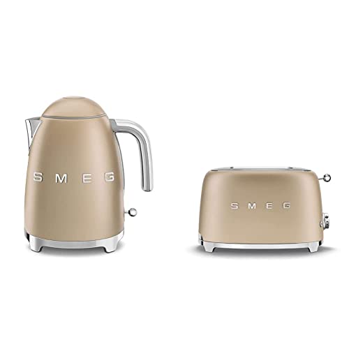 Smeg Electric Kettle Matte Champagne & 2-Slice Toaster Matte Champagne