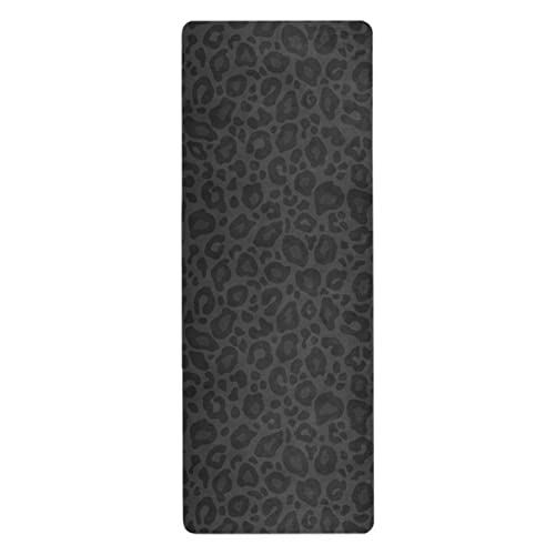 Caikeny Leopard Grey Black Yoga Mat Blue Eco Friendly Non Slip Fitness Exercise Mat Foldable Carrying -Workout Mat for Yoga Pilates Floor Exercises 70.8x26inc