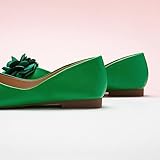 C.Paravano Ballet Flats for Women | Womens Square Toe Flats | Green Flats Shoes | Slip On Dress Shoes | Women's Leather Shoes | Flower Flats (Size 8.5,Green)