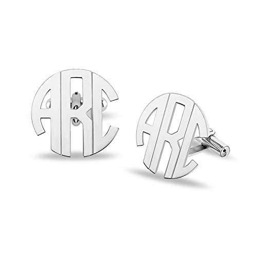 LeCalla Personalized Cufflinks for Men Wedding With Custom Initial Name Monogram Cufflinks Sterling Silver Gift for Husband