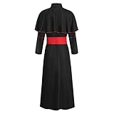 GRAJTCIN Priest Costume for Men Clergy Robes for Men Pastor Costume Cardinal Costume Medieval Priest Monk Hooded Robe Suit for Men Red Line XXL