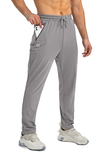 G Gradual Men's Sweatpants with Zipper Pockets Tapered Joggers for Men Athletic Pants for Workout, Jogging, Running (Light Grey, Large)