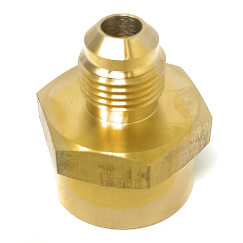 Brass Connector for Fuel or Gas Line coupling adapter 46F 3/8" flare 45° x 3/4" FNPT Campana Niple - [46F0612] Conector de latón para línea de combustible o gas 46F Mflare 45 ° x FNPT