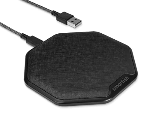 Smartish Fast Wireless Charger - Charge Island - Qi-Certified 15W Universal Charging Pad [Textured & Non-Slip] for iPhone, Samsung Galaxy, AirPods Pro, Qi-Enabled Devices - Black Tie Affair