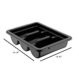 2 Pack - Cutlery Bin with Lid, Commercial 3-Compartment Flatware Tray with Cover, Silverware Divided Storage Plastic Container, Restaurant Condiments Holder, Covered Utensil Organizer Box, Black