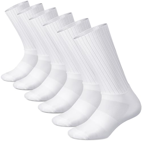 Newcotte 3 Pairs Aero Socks Cycling Aero Socks Anti-slip Silicone Line Cycling Sports Running for Men Women(White)