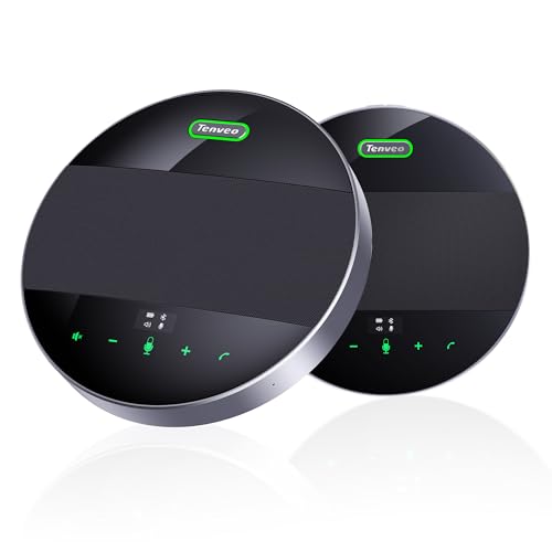 Tenveo MagiCall-EX Bluetooth Conference Speakerphone, Daisy Chain/Use Alone up to 30 attendees, Bluetooth/Wireless/USB Microphone, 360°Voice Pickup Noise Cancelling for Conference Call Large Meeting