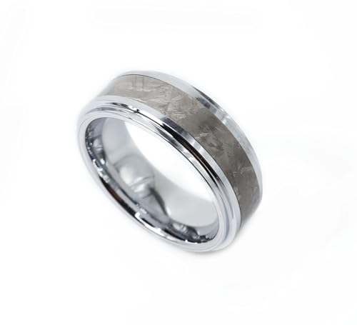 Meteorite Men's Wedding Band Meteorite Inlay Wedding Ring Tungsten Men's Wedding Band Meteorite Engagement Ring