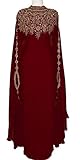 Abaya Kaftans for Women Modern Elegant Dubai Moroccan Caftan Arabic Party Wear Beach Kaftan Dress by ZARDOZI Art (X-Small, Maroon)