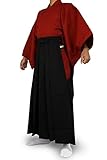 Edoten Japanese Samurai Hakama Uniform Traditional Japanese Clothing Kimono RD×BK S