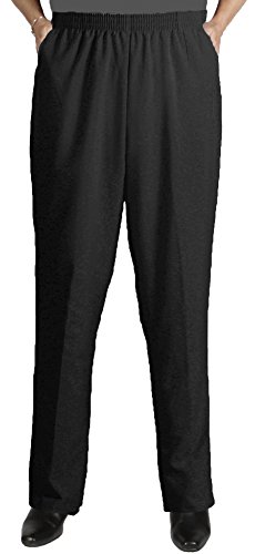 Viviana Women's Plus Size Elastic Waist Pull-On Shaped Fit Dress Pants with Pockets - Black - 18W