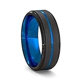 2024 Fashion New 8Mm Anillo De Acero De Tungsteno Blue Striped Men Wedding Ring Jewelry TANPRGU04304