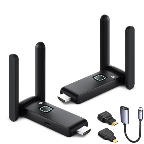 Wireless HDMI Transmitter and Receiver 4k, Plug and Play Portable Extender, HDMI Wireless Supports 2.4/5GHz, Used for Streaming Video, Audio, Files from laptops/TV Boxes/projectors to Monitors
