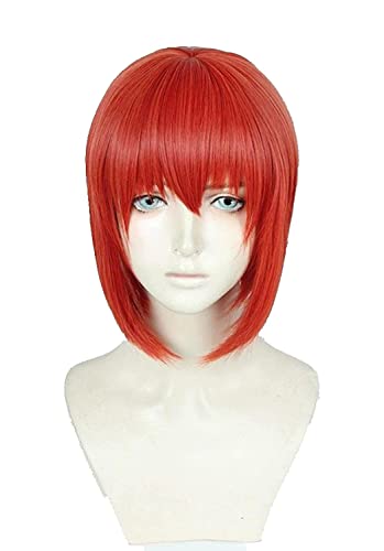 OWOISS Anime Mahoutsukai no Yome Hatori Chise Short Orange Red Heat Resistant Cosplay Costume Wig + Cap