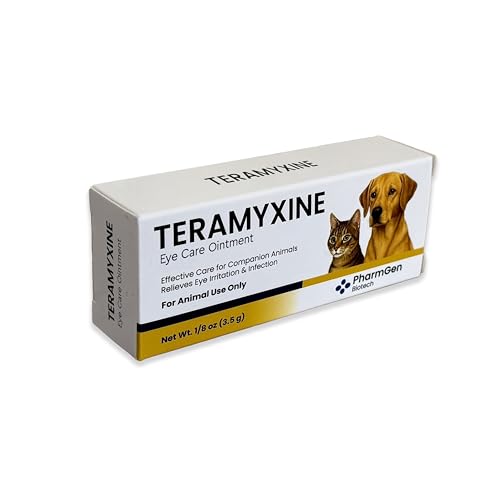 Pharmgen Biotech Teramyxine Pet Eye Care Ointment – for Dogs, Cats, Birds & More - Soothes Redness, Discharge & Irritation – 1/8 oz (3.5g)