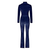 fnnxeal Lounge Sets for Women 2 Piece Outfits Sweatsuits Long Sleeve Zip Up Sweatshirts and Sweatpants Tracksuit Sets womens track suits 2 piece set Dark Blue XL