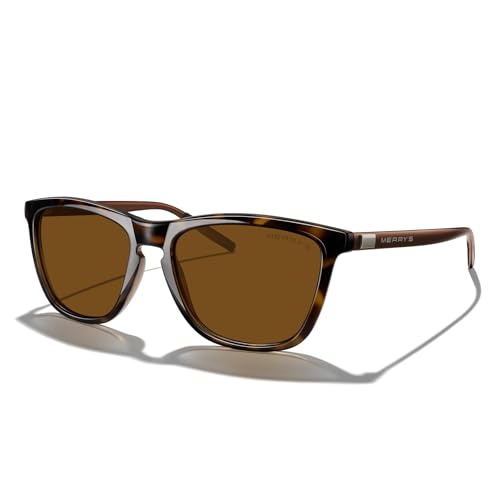 MERRY'S Unisex Polarized Sunglasses for Women Men Classic Retro Designer Style Aluminum Legs (Leopard Frame/Brown Lens/Brown Temples, 54)