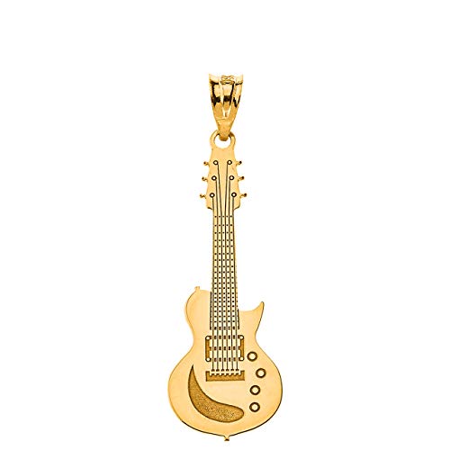 Guitar Charms 10k Gold Personalized Musical Instrument Electric Guitar Pendant with Your Name