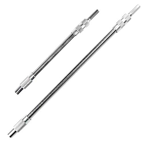 Guyuyii 2 Pcs Flexible Drill Bit Extension - 1/4 Inch Magnetic Hex Shaft, 360° Rotating Bendable Drill Bit Extender for General Use, Home Repairs, DIY Projects, and Screw Retrieval - 7.9" and 11.8"