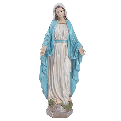 Our Lady of Grace Blessed Virgin Mother Mary Statue Catholic Religious 15.8 Inch Colored Resin Statue Figurine for Garden, Outdoor, Patio, Cemetery Grave Stone (Monther Mary)