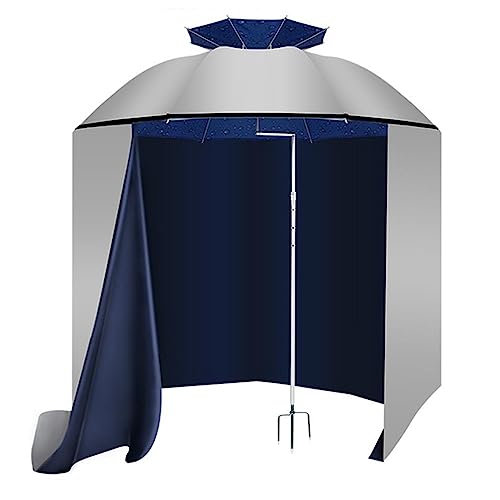 EMENAR Sun Parasol With Tilt, 7.2ft Fishing Umbrellas Beach Parasol With Side Wall, Umbrella Canopy Height Adjustable For Camping Picnic Fishing