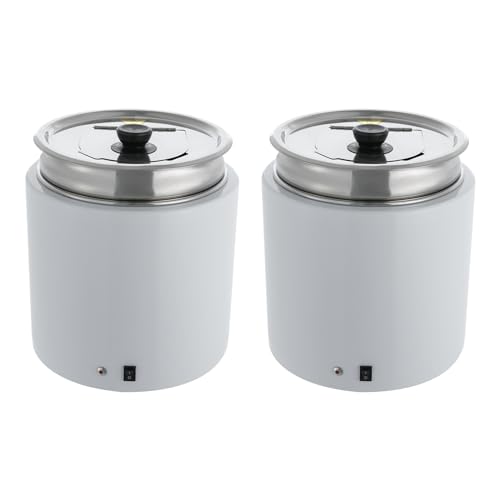 YUMIONB Soup Warmer, 110V 500W Stainless Steel Food Warmers Commercial Soup Kettle Electric Soup Warmer Liners Portable Soup Pot with Lids for Cafeterias, Get-Togethers, Birthday Parties (White)