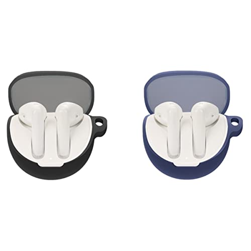 2 Pack DAYJOY Soft Silicone Protective Case Cover Compatible with Oppo enco air3 Earbuds, Protective Skin Sleeve with Key Chain (Black+Blue)