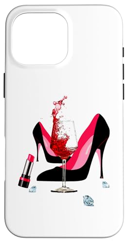 iPhone 16 Pro Max High heel shoes, red lipstick, red wine glass and diamonds Case