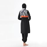 eo elif okur Islamic Long Sleeve Swimsuits for Women Modest Muslim 4 PCS | Full Cover Rash Guard Burkini | Arabic Swimwear (White Black/M)