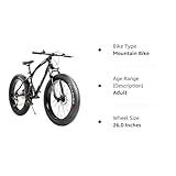 Omelaza 26 Inch Fat Tire Mountain Bike with Dual Disc Brakes, 26 Inch Non-Slip Wide Tires with 21 Speed, High-Carbon Frame MTB, Mountain Bicycle for Men and Women, Black