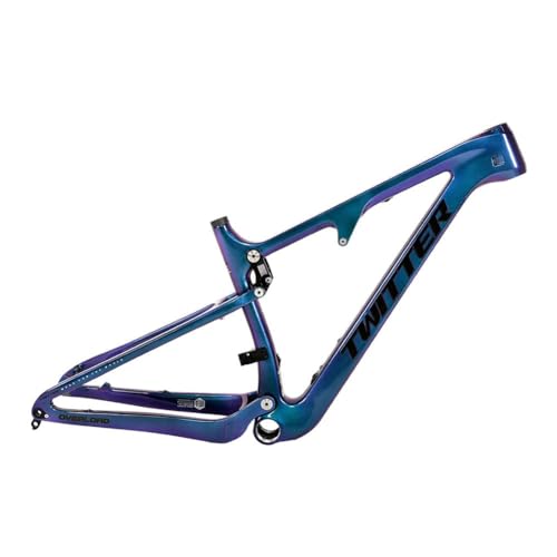 Softtail Mountain Bikes Frame Carbon Fiber 15''/17''/19''/21'' Mountain Bikes Frame Full Suspension Boost Thru Axle 12*148mm Disc Brake XC Frame Internal Routing For 27.5 29er Wheels(Black,19'')