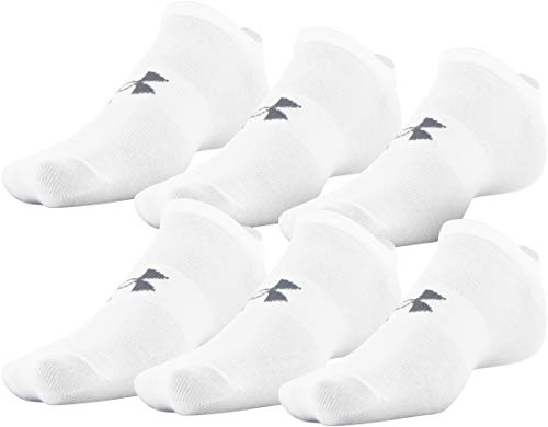 Under Armour Adult Essential Lite No Show Socks, 6-Pairs, White, Medium
