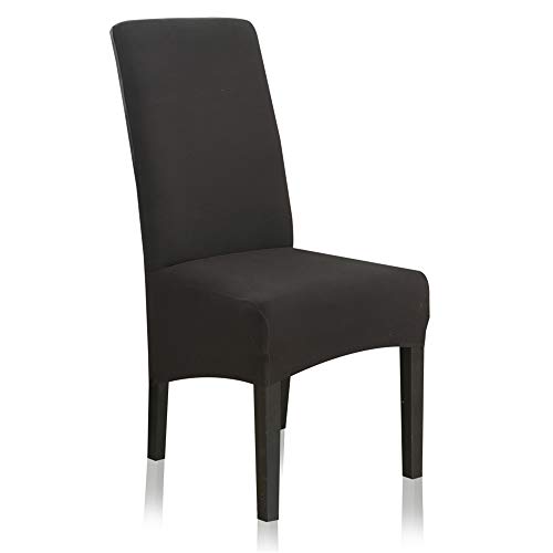 Stretch Dining Chair Slipcovers, XL/Oversized Removable Washable Soft Spandex Extra Large Dining Room Chair Covers for Kitchen Hotel Table Banquet Solid Color (4 Per Set, Black)