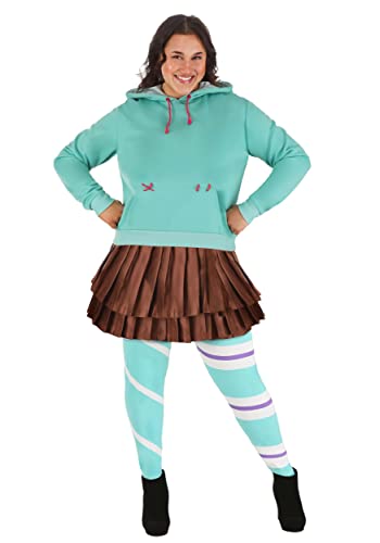 Fun Costumes Disney Plus Size Vanellope Von Schweetz Costume - Women's Wreck-It Ralph Costume Cosplay Hoodie, Skirt & Leggings - 2XL, Blue