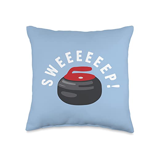 Sweep! Curling Brush Curler Curling Stone Winter Sports Team Throw Pillow
