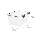 IRIS USA WeatherPro 19 Qt Storage Bins with Lids, 6 Pack, BPA-Free Plastic Gasket Box with Tight Latch and Seal, Stackable Nestable Tote Tub - Clear/Black