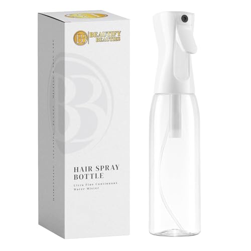 BeautifyBeauties Spray Bottle For Hair – Continuous Mister Spray Bottle for Hairstyling, Cleaning, Plants, Pets, Barbers, Salons, Essential Oil Scents (Clear, 18.6oz/500ml) "11" H x 2.6" L