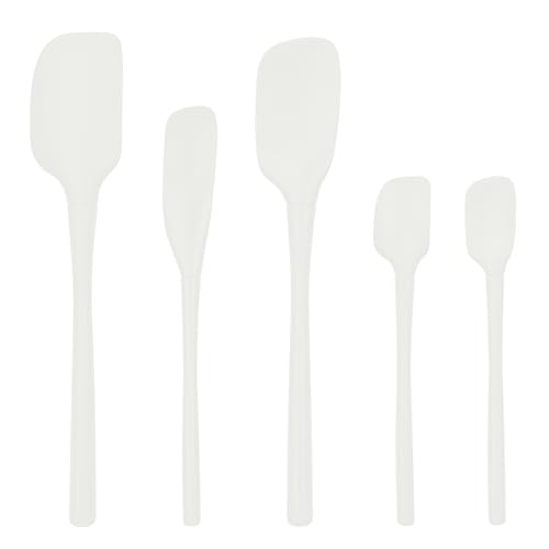 Tovolo Flex-Core® All Silicone Spatula Set of 5 for Meal Prep, Cooking, Baking, and More - White