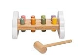 Pearhead Montessori Hammer Bench Toy, Pounding and Hammering Wooden Toy, Early Developmental Interactive Toddler Toy for Ages 1+ Years